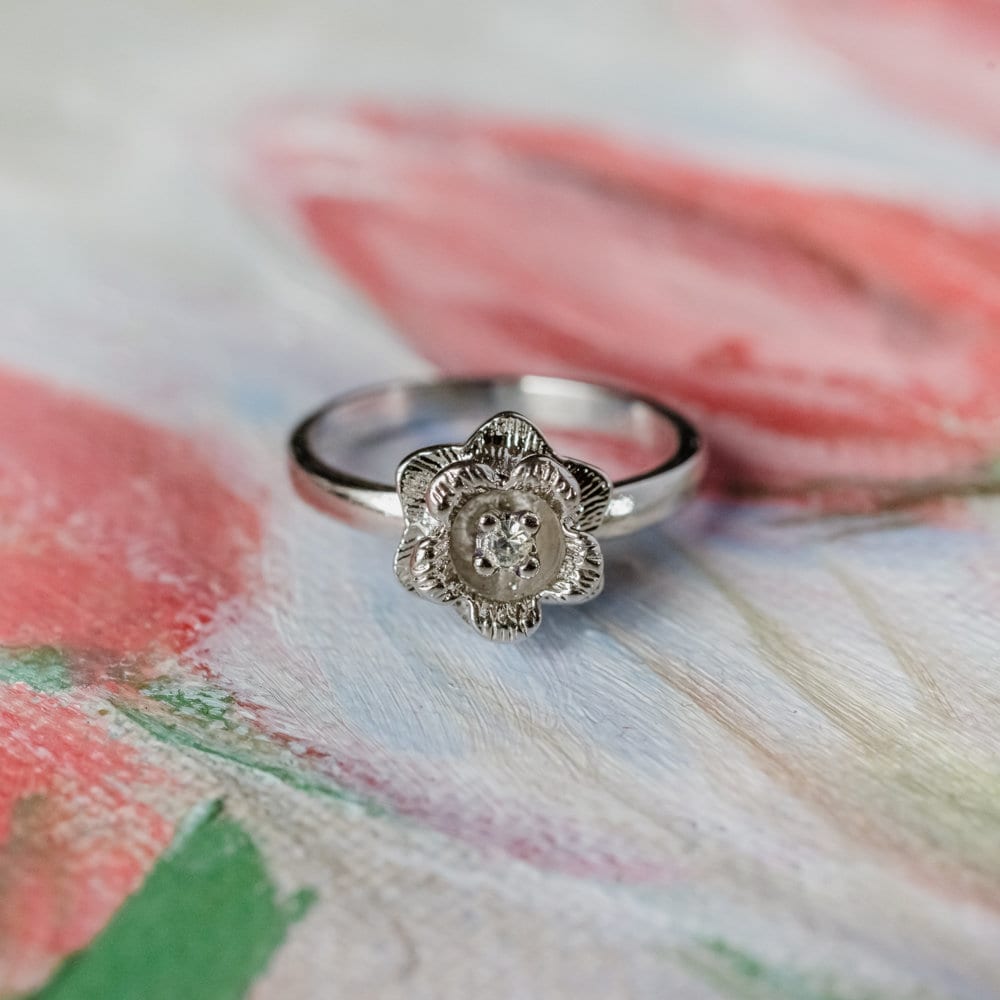 Buy Sunflower Engagement Ring, Vintage Floral Wedding Ring, Daisy Flower  Ring, Channel Set Diamond Band, Cherry Blossom Ring, Cute Promise Ring  Online in India - Etsy